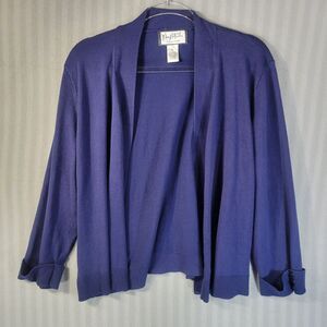 mary mcfadden womens cardigan sweater size XL blue long sleeve open front